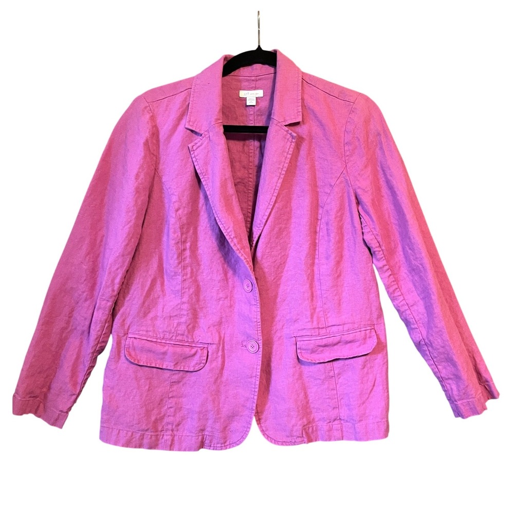 J Jill Love Linen Blazer Womens Petite Small Fuchsia Lightweight‎ Summer Office